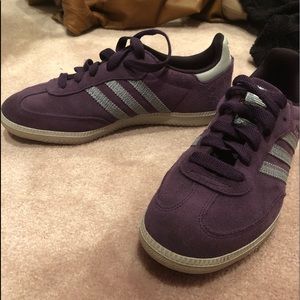 Purple adidas sambas